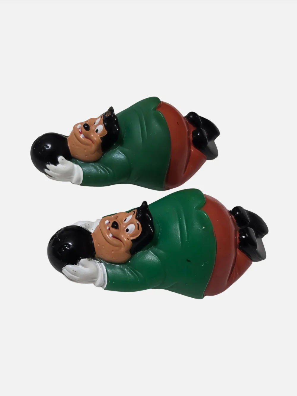 Two plastic toy figure,Disney Goof Troop Pete Bowling Pull-Back Toy, Burger King